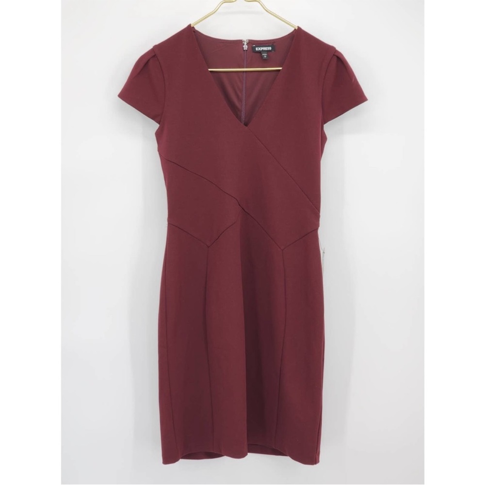 Express Burgundy Bodycon Work Dress XS NWT